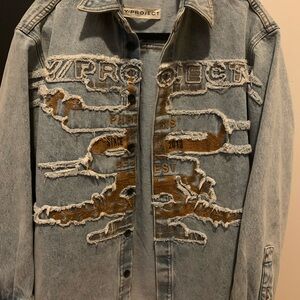 Y/Project Cut-Out Denim Jacket with Brown Accents